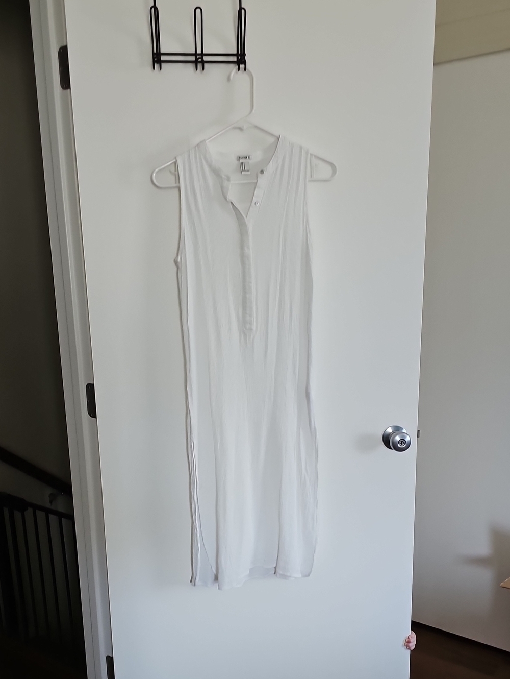Forever 21 Sleeveless White Maxi Dress with Henley Placket